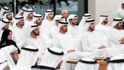 Guests and dignitaries attend a lecture by Dr Pavan Sukhdev.