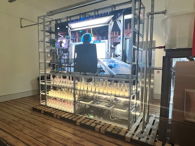 The Saudi Pavilion’s industrial installation looks at the hidden cost of providing clean water. Saeed Saeed / The National