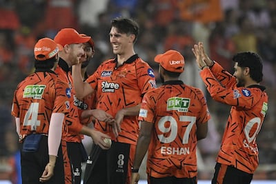 Australian stars like Pat Cummins, third right, are in high demand in franchise cricket. AFP