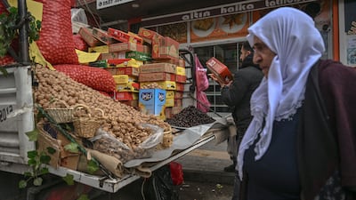 A trader selling Iranian products in Van, Turkey. China, Iraq, the UAE and Turkey are Iran's main trading partners. AFP
