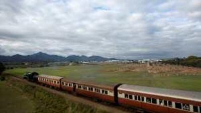 The Outeniqua Choo-Tjoe, seen here steaming into Hartenbos station, is South Africa's only remaining scheduled steam train.