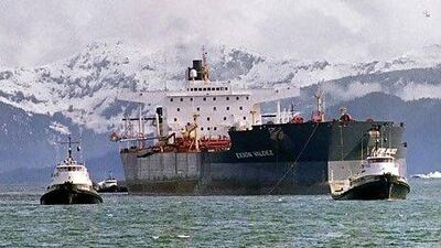 The oil tanker Exxon Valdez, which ran aground on Bligh Reef in Prince William Sound in 1989, has been sold for $15.8 million. Chris Walkins / AFP