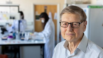 Professor Sir Stephen Bloom, executive chairman of Zihipp, hopes the drug will combat the global obesity 'tsunami'. Mark Chilvers for The National