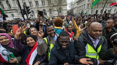 Sudanese people in London protest over human rights abuses in the country. Getty Images