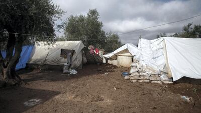 Location: Al-Karama camp in Atama. The aftermath of heavy rainfall on north Syria, residents lost their furniture, clothes and bedding as well as the tents waiting outside in open lands until the civil defense and NGs arrive to rescue them.