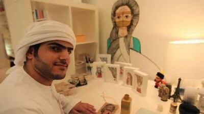 Young Emirati artist and creator Mohammed Al Mehairi started a business where art meets culture called Begsha “Made in the UAE” and wants every piece to tell a story from the past. Ravindranath K / The National