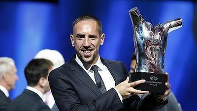 Franck Ribery was voted Uefa Best Player of the 2012/13 season, edging out Lionel Messi and Cristiano Ronaldo. The Frenchman helped Bayern Munich win last season's competition. Sebastien Nogier / EPA