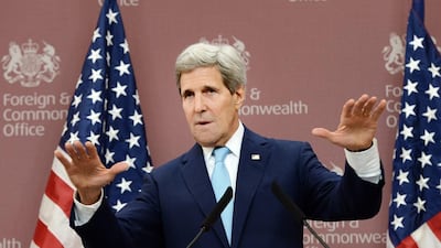 John Kerry said at a Friends of Syria meeting in London that the Syrian regime’s plan to hold a presidential election on June 3 was “an insult” to the Syrian people and would be a “fraud”. Andy Rain / EPA / May 15, 2014
