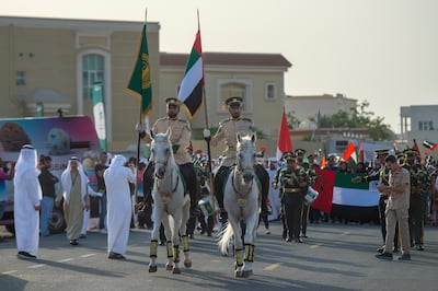 Emiratis of all ages take to the streets of Dubai for the Proud of the UAE parade at Al Warqa in Dubai. Ahmed Ramzan / The National