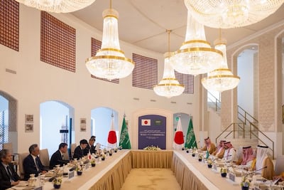 Toshimitsu Motegi’s visit comes as Saudi Arabia seeks to maintain oil exports through the Red Sea amid renewed Houthi threats. Photo: Saudi Foreign Ministry