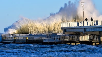 Waves hammer the coast during a storm on the Baltic coast in Kolobrzeg, Poland. PA