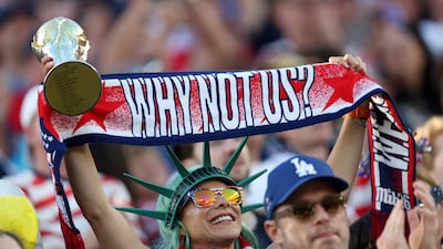 A fan dressed as the Statue of Liberty during the match between USA and Bosnia and Herzegovina. AFP