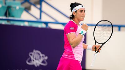 Ons Jabeur during the first round of the 2021 Abu Dhabi WTA Women's Tennis Open. Courtesy WTA