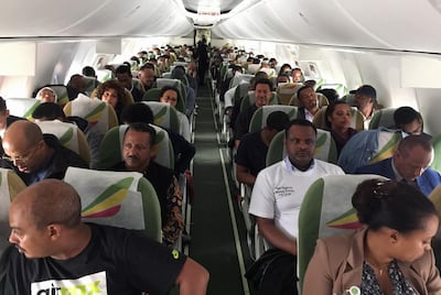 Passengers on an Ethiopian Airlines flight to Eritrea. Reuters