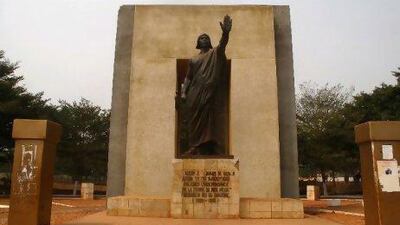A statue of Behanzin, the 11th and last king of independent Dahomey, at Place Goho in Abomey.