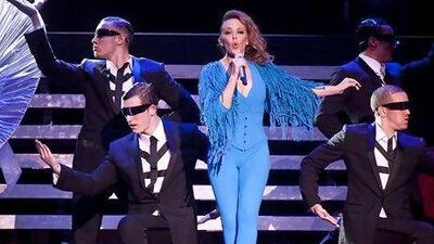 Kylie Minogue plays at the du Arena on Yas Island as part of the F1 weekend entertainment. Antonie Robertson / The National