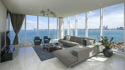 The second living room at a penthouse on the Palm. Courtesy of Palma Holding
