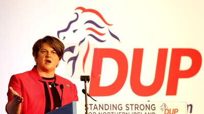 Democratic Unionist Party leader Arlene Foster speaks at the party's annual conference in Belfast on November 24, 2018. AFP