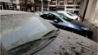 An abandoned car sits near the Khalidiya area of Abu Dhabi.