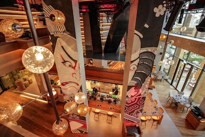 The view down to the restaurant from the mezzanine bar