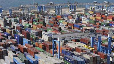 Khalifa Port can currently handles about 2 million TEUs twenty-foot equivalent units per year. Reuters