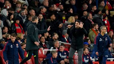 Arsenal manager Mikel Arteta reacts on the touchline during his side's 0-0 Premier League draw against Newcastle United at the Emirates Stadium on Tuesday, January 3, 2023. PA