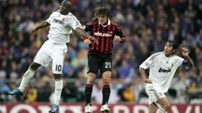AC Milan's Andrea Pirlo, centre, scored one of the goals in Wednesday's 3-2 win at the Bernabeu.