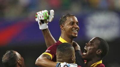 West Indies players celebrate after winning their match. REUTERS/Danish Siddiqui