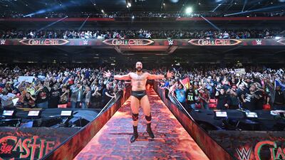 Drew McIntyre, the first ever UK WWE world champion, makes his way to the ring as the home town favourite.