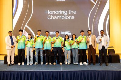 Team UAE with their gold medals. Photo: First Global Challenge