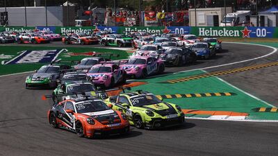 The race gets underway in the Porsche Mobil 1 Supercup at Autodromo di Monza in Italy on Sunday, September 12. Getty