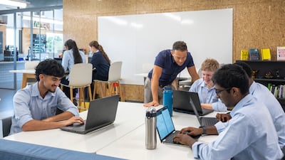 Dubai College pupils are among those back in class for the first time since the start of the Iran war. Ahmed Ramzan / The National