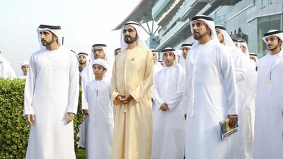 Sheikh Mohammed bin Rashid, UAE Vice President and Ruler of Dubai, attends Dubai World Cup Carnival – Super Saturday at Meydan Racecourse accompanied by Dubai Crown Prince Sheikh Hamdan bin Mohammed. All photos by Wam