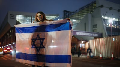 Some Maccabi Tel Aviv fans are making their presence felt outside the stadium, despite the ban. Getty Images