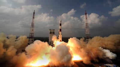 India’s first space mission launched on November 5, after the venture was blessed at a Hindu temple AFP Photo / ISRO