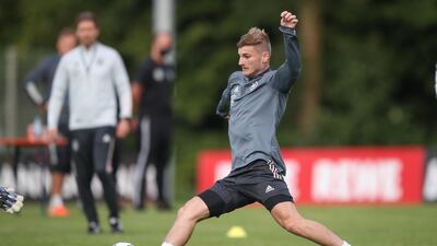 Timo Werner during a training session at ADM-Sportpark in Stuttgart ahead of Germany's Uefa Nations League group stage match against Spain. Getty Images