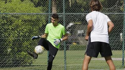 Jassem Koleilat, a 16-year-old Czech/Lebanese national who attends Dubai’s Lycee Francais Internationale Georges Pompidou, shows his skills in training. The teenager has signed with Ligue 2 club Stade Lavallois to pursue his professional dream. Jeffrey E Biteng / The National
