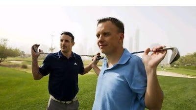 Andrew Morley, left, and Stephen Jenks have been training for today's bid for a place in the Guinness World Records. Sarah Dea / The National