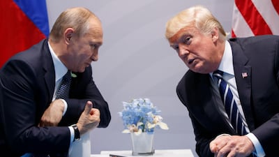 US President Donald Trump meets with Russian President Vladimir Putin at the G-20 Summit in Hamburg, Germany in 2017. Evan Vucci/AP