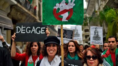 Algerian protesters demonstrated against their ailing president's bid for a fifth term in power in Algiers. AFP