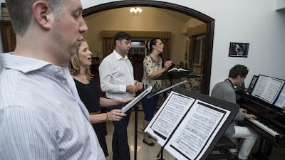 The Emirates Opera Project meets and rehearses at the home of Christine Belbelian, one of the nine members in the collective. Antonie Robertson / The National