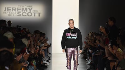 Designer Jeremy Scott walks the runway for his spring/summer 2020 show during New York Fashion Week. AFP