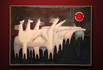 Kadhim Hayder’s Fatigued Ten Horses Converse with Nothing (1965). Pawan Singh / The National