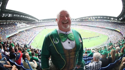 An Irish fan enjoys the pre-match atmosphere at the International Stadium Yokohama. Getty Images