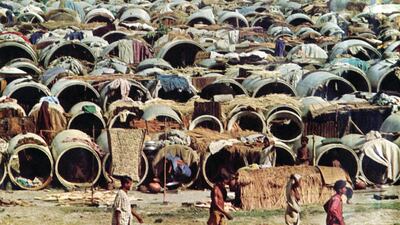 Salt Lake Refugee Camp near Kolkata. Sewage pipes were used as makeshift living spaces for the refugees running away from the Pakistani military attack in East Pakistan, 1971. Image courtesy Liberation War Museum