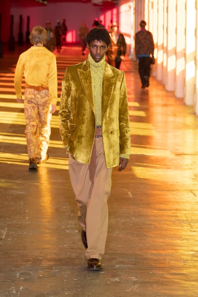 Velvet offers a touch of luxe at Etro autumn / winter 2021. Courtesy Etro