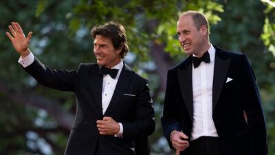 Prince William is accompanied by actor Tom Cruise as he arrives for the UK premiere of the film 'Top Gun: Maverick' in London on May 19, 2022. AFP