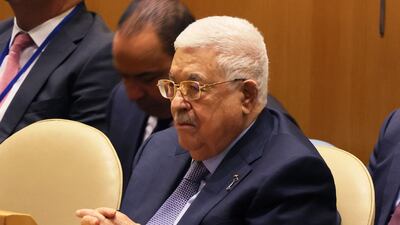 Palestinian President Mahmoud Abbas attends an observation of the 75th anniversary of the Nakba at the UN in New York, on May 15. AFP
