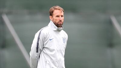 Gareth Southgate, Manager of England looks on as his team train during the England training session at the Stadium Spartak Zelenogorsk on July 2, 2018 in Saint Petersburg, Russia. Alex Morton / Getty Images