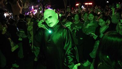 A street party attracted people dressed up for Halloween in Shanghai. AFP